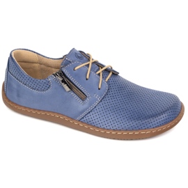 Olivier Zapatos de cuero de cuero minimalista de mujeres descalzo 1244 azul marino perforado azul 8