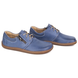 Olivier Zapatos de cuero de cuero minimalista de mujeres descalzo 1244 azul marino perforado azul 9