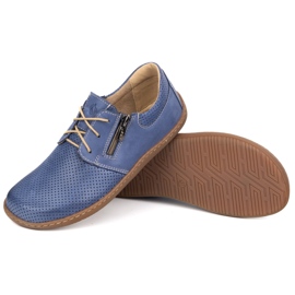 Olivier Zapatos de cuero de cuero minimalista de mujeres descalzo 1244 azul marino perforado azul 10