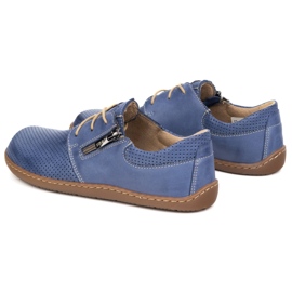 Olivier Zapatos de cuero de cuero minimalista de mujeres descalzo 1244 azul marino perforado azul 11