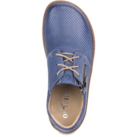 Olivier Zapatos de cuero de cuero minimalista de mujeres descalzo 1244 azul marino perforado azul 12