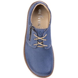 Olivier Zapatos de cuero de cuero minimalista de mujeres descalzo 1244 azul marino perforado azul 13