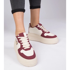 Zapatillas burdeas de las mujeres con corazón brocado rojo 2