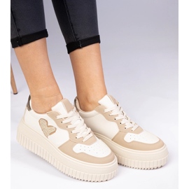 Zapatillas de deporte para mujeres marrones con corazón brocado marrón 1 Zapatillas de deporte para mujeres marrones con corazón brocado marrón 1