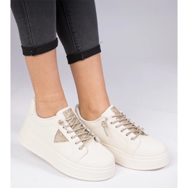 Zapatillas beige zapatillas con circones dorados 1