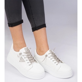 Zapatillas de deporte blancas con circones plateados blanco 1