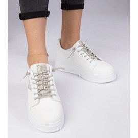 Zapatillas de deporte blancas con circones plateados blanco 2