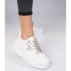 Zapatillas de deporte blancas con circones plateados blanco 3