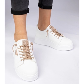 Zapatillas de deporte blancas con circones de champán blanco 2