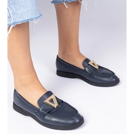 Mocasines de mujeres marina con una decoración elegante azul 1