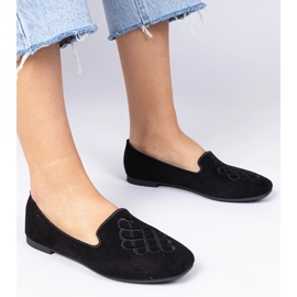 Ballerinas Ekozamszowe de mujeres negras con bordados negro 1
