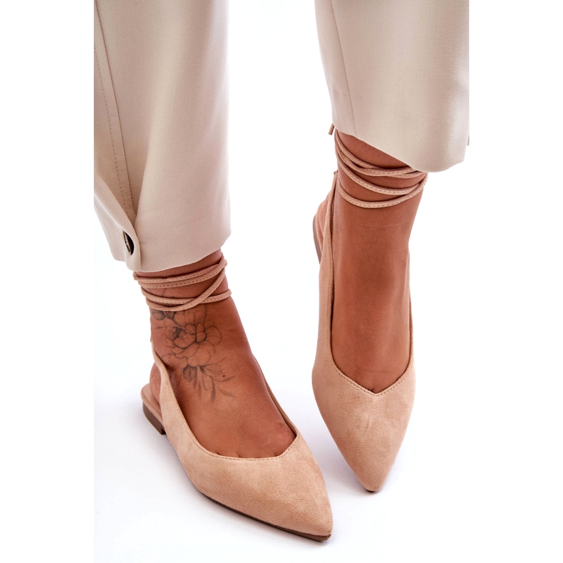 Ballerinas beige-desnudas de beige de gamuza femenina 1 Ballerinas beige-desnudas de beige de gamuza femenina 1