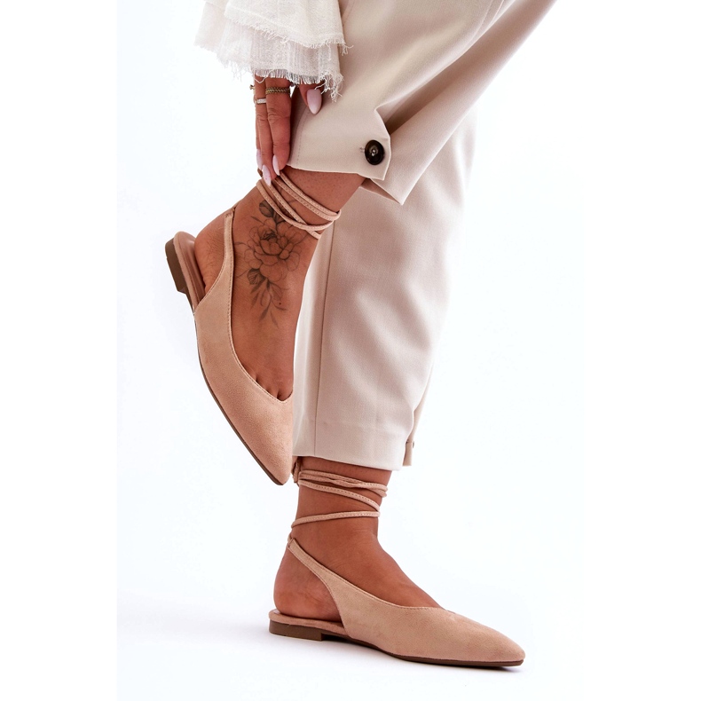 Ballerinas beige-desnudas de beige de gamuza femenina 2 Ballerinas beige-desnudas de beige de gamuza femenina 2