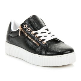 Zapatillas con cordones en la plataforma. negro 2