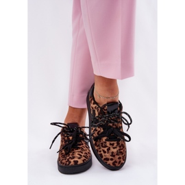 Zapatos deportivos de mujer bajo con leopardo estampado marrón 4