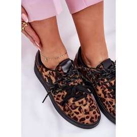 Zapatos deportivos de mujer bajo con leopardo estampado marrón 9