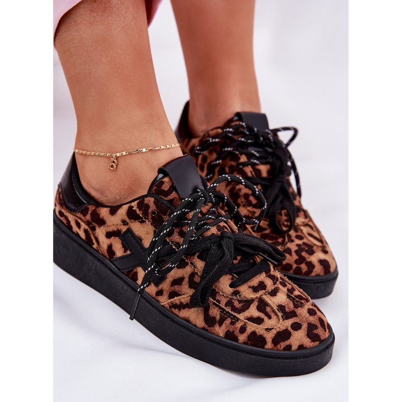 Zapatos deportivos de mujer bajo con leopardo estampado marrón 2 Zapatos deportivos de mujer bajo con leopardo estampado marrón 2