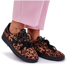 Zapatos deportivos de mujer bajo con leopardo estampado marrón 11