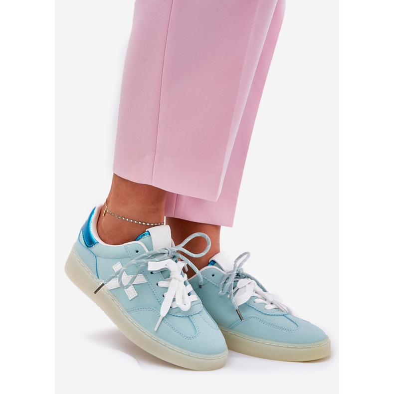 Zapatos deportivos bajos para mujeres con estampado de leopardo de menta azul 1