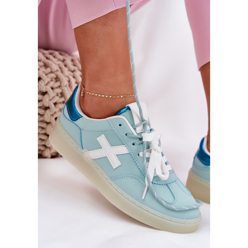 Zapatos deportivos bajos para mujeres con estampado de leopardo de menta azul 2