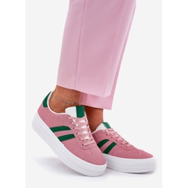 Elegantes zapatillas para mujeres en la plataforma rosa rosado 1
