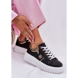Zapatos deportivos femeninos en la plataforma con estampado de leopardo de leopardo de cuero ecológico negro 6