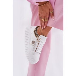 Zapatos deportivos femeninos en la plataforma con estampado de leopardo de leopardo de cuero ecológico blanco 6