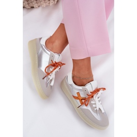 Zapatos deportivos bajos de plata para mujeres 8