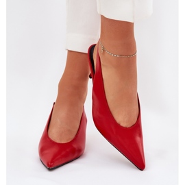 Tacones altos con un tacón de cuero ecológico al aire libre rojo 3