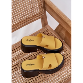 Zapatillas para mujeres en la plataforma y tacones enormes amarillos 6