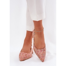 Sandalias trenzadas para mujeres con una delicada multicolor de alto tacón 6