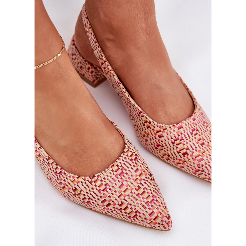 Sandalias trenzadas para mujeres con una delicada multicolor de alto tacón 2