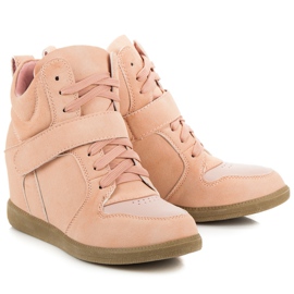 Cómodas zapatillas con cuña rosado 4