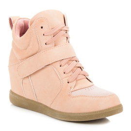 Cómodas zapatillas con cuña rosado 1