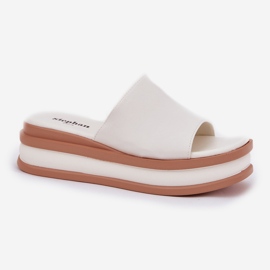 Zapatillas de mujer clásica en la plataforma y cuñas blancas blanco 4