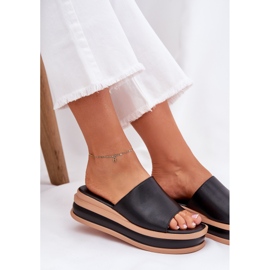 Zapatillas clásicas de mujeres en la plataforma y cuñas negras negro 6