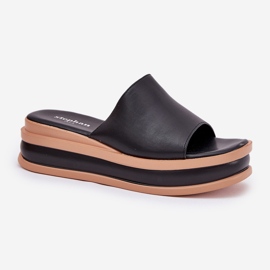 Zapatillas clásicas de mujeres en la plataforma y cuñas negras negro 4