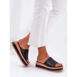 Zapatillas clásicas de mujeres en la plataforma y cuñas negras negro 5