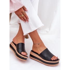 Zapatillas clásicas de mujeres en la plataforma y cuñas negras negro 7