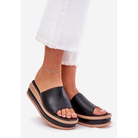 Zapatillas clásicas de mujeres en la plataforma y cuñas negras negro 1