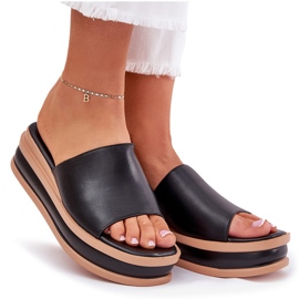 Zapatillas clásicas de mujeres en la plataforma y cuñas negras negro 8