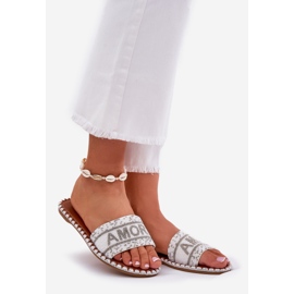 Chanclas de mujer plana con decoración blanca blanco 1