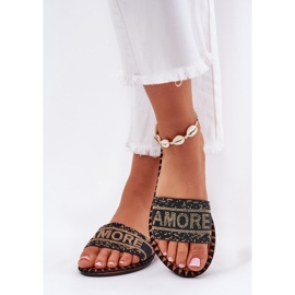 Chanclas de mujer plana con decoración negra negro 3
