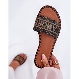 Chanclas de mujer plana con decoración negra negro 6
