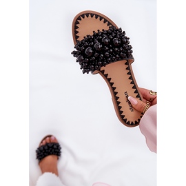 Zapatillas para mujeres planas con cuentas decorativas de cuentas negras negro 9