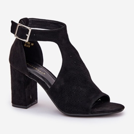 Sandalias con un patrón de trabajo abierto en el poste de ante Black Eco negro 3