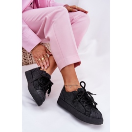 Zapatillas de deporte para mujeres con decoración en la plataforma negra negro 7