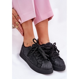 Zapatillas de deporte para mujeres con decoración en la plataforma negra negro 8