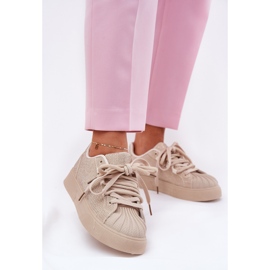Zapatillas de deporte para mujeres con decoración en la plataforma beige 6