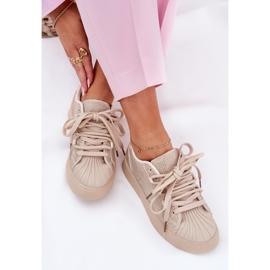 Zapatillas de deporte para mujeres con decoración en la plataforma beige 9